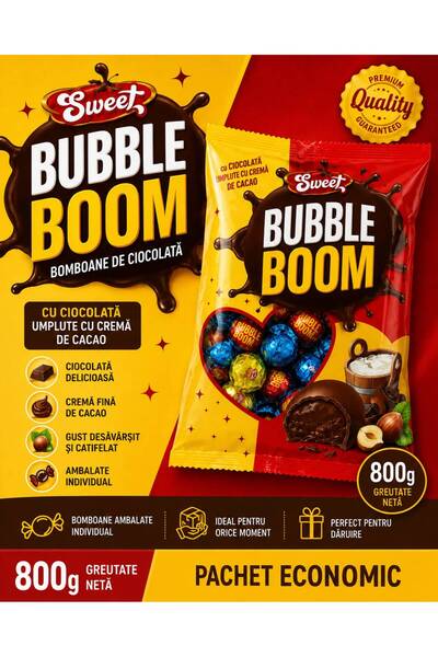Bubble BOOM CIOCOLATA COMPUSA UNPLUTA CU CREAMA 800GR
