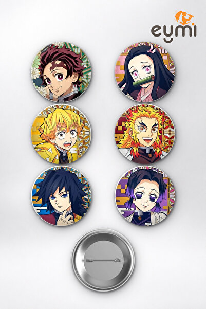 Eymi Design Demon Slayer Tanjiro Nezuko Hashira Çanta Süsü Rozet İğneli Buton...