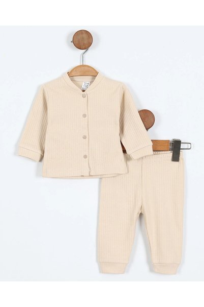 Egelite 3-6-9-12 Months 100% Cotton Newborn Ribbed Bottom and Top Pajama Set with Snap Fasteners for Baby Girls and Boys