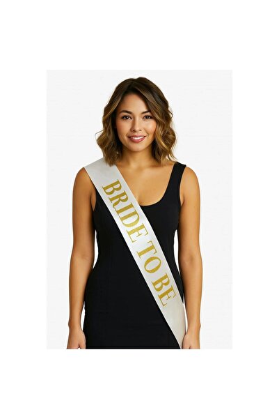 pınaxar Bride To Be Sash cu inscripție aurie groasă pe satin alb, lățime de 1...