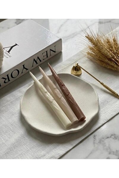 SCA CANDLE Dekoratif mum Şamdanlık Mum Buğday Model 3 Lü modekl 3 Lı Renk Kre...