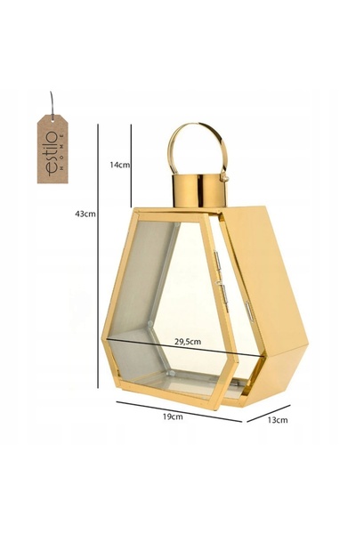 estilohome Felinar Auriu Decorativ Pentru Sufragerie, Masă, Terasă, Balcon, G...