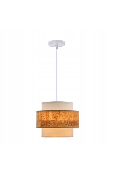 NO BRAND Lustră suspendată Candellux Cork albă 1x40W E27 cu abajur alb+bej