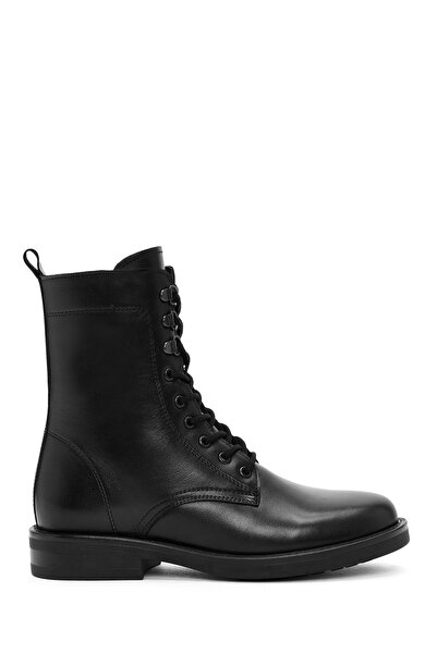 Derimod Women's Black Zippered Leather Boots Wf450002Dv