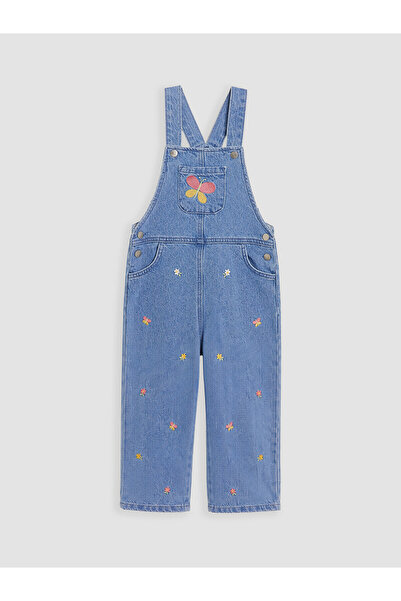 LC Waikiki Blue Embroidered Girls' Jean Salopet