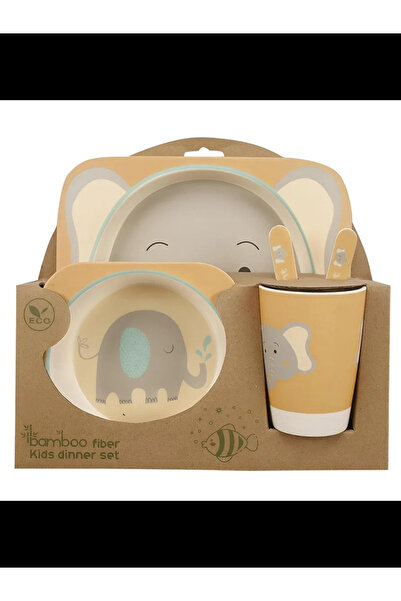 Generic Brand Kids Dinner Set 5 pcs Carton Tableware Dish Children Bamboo Fib...