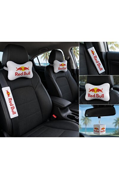 VEMAKS OTO KOLTUK KILIFI beyaz redbull boyun yastıgı