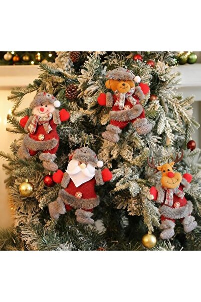 Generic Christmas Decorations 4 Pack Xmas Tree Plush Pendants Santa Claus Sno...