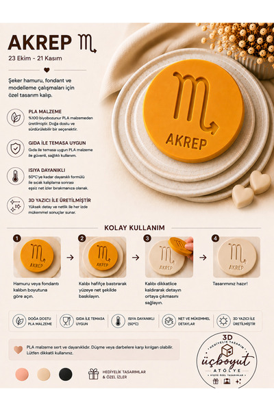 ÜÇ BOYUT ATÖLYE Zodiac Sugar Paste & Fondant Mold