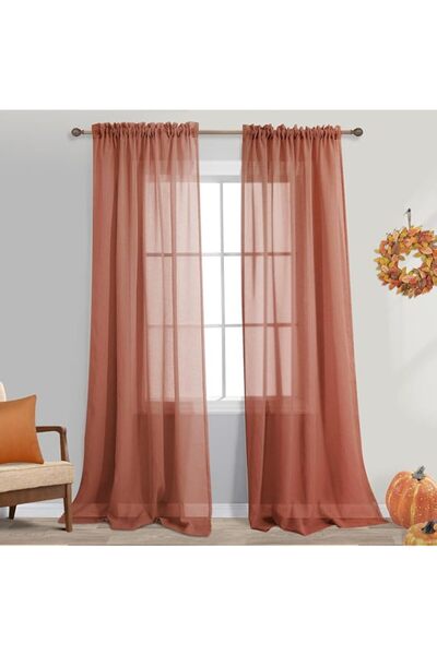Generic Brand Terracotta Semi Sheer Curtains 84 Inches Long for Living Room 2...