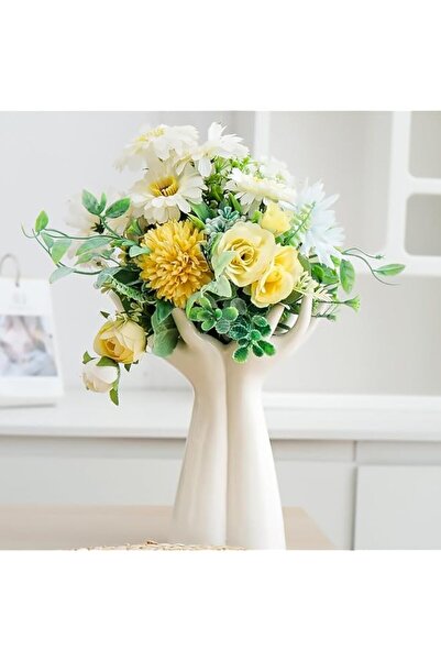 Generic YelaJoy Handed Vase,White Frosted Ceramic Vase,Hydroponic Flower Vase...