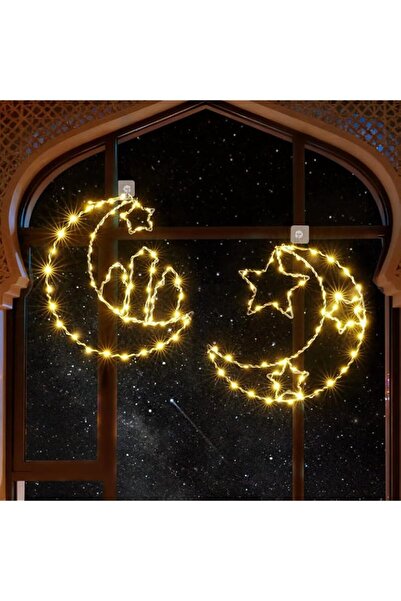Generic Brand Quntis Ramadan Eid Mubarak Star Moon LED Lights 2 Packs, 32×30c...