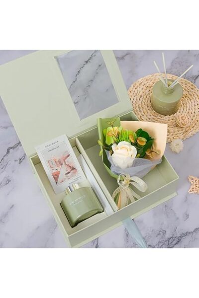 Generic Brand Luxury Gift Box Set with Artificial Rose Bouquet, Reed Diffuser...