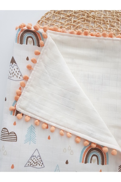 artıbebe Deer Patterned Double-Layer Muslin Blanket | 100% Cotton Muslin Cloth | Baby Swaddle, Nursing Cover