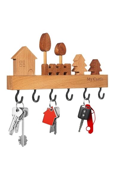 Generic Tazweeq 1 Pcs Cute Key Holder, Wall Mount, Key Organizer with 6 Hooks...