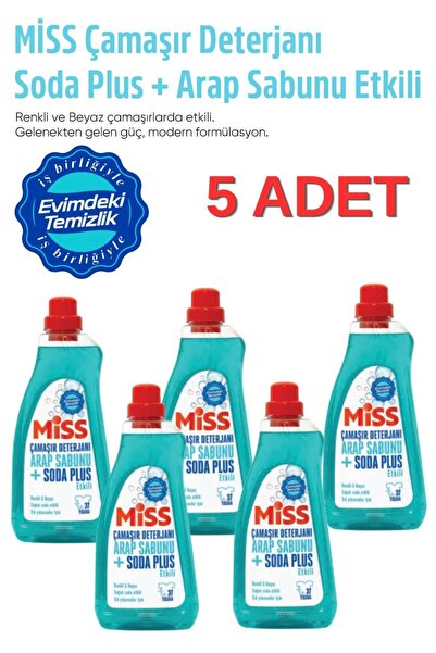Miss Sıvı Çamaşır Deterjanı Arap Sabunu Soda Plus etkili 1500 ml (1.5 lt) X 5...