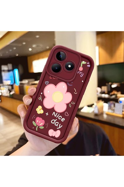 Hontinga حافظة متوافقة مع هاتف Realme C53، حافظة حماية للكاميرا بنمط زهور، حا...
