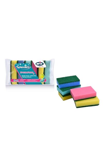 Generic Arix Synthetic Sponge Scourer Multicolor 5+1, Heavy-Duty Cleaning