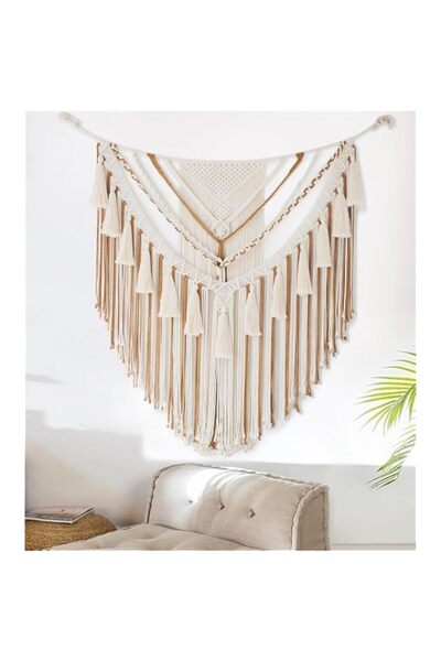 Generic Brand Jakalin Macrame Wall Hanging 31" Wx 39" L Brown Macrame Wall De...
