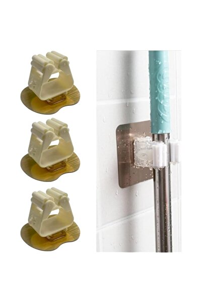 Generic MOMENT 3 Pieces Adhesive Wall Mounted Mop and Broom Holder, Wall Moun...