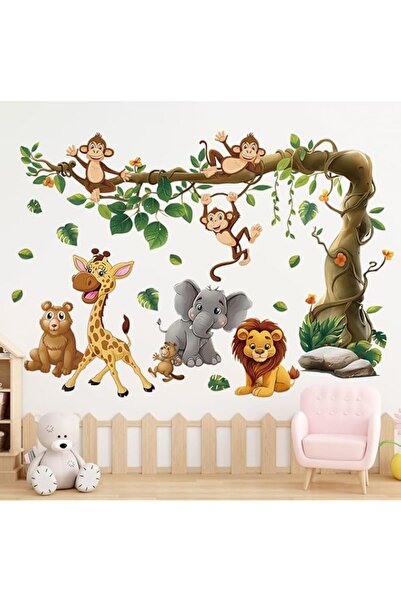 Generic Brand Jungle Animals Wall Stickers, Safari Elephant, Giraffe, Lion, M...