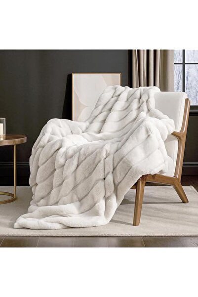 Generic Cozy Bliss Luxury Super Soft Striped Faux Fur Throw Blanket for Couch...