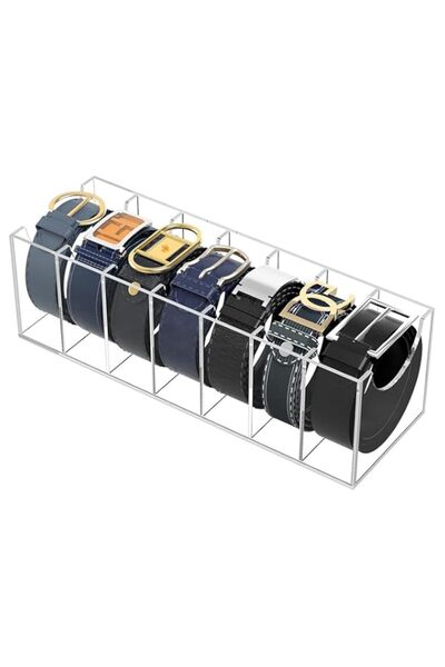 Generic Belt Organizer, Acrylic Belt Storage Holder for The Closet, 7 Compart...
