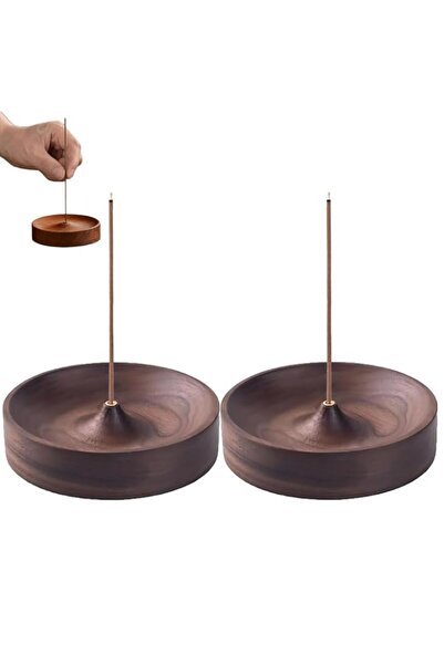 Generic Brand 2PCS Black Walnut Incense Holder with Ash Catcher, Wooden Incen...