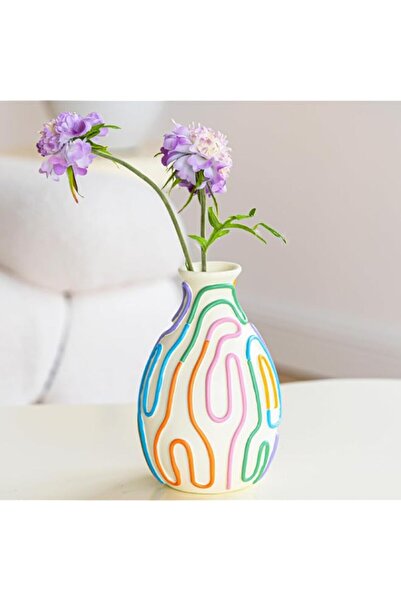 Generic Brand COTYNI Colored Lines Flower Vase for Modern Home Decor, Cute Va...
