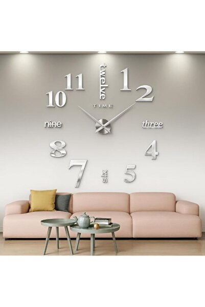 Generic Large Silver 3D Frameless Wall Clock Stickers DIY Wall Decoration for...