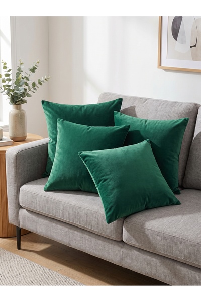 ELİTE COLLECTİON Set of 4 Velvet Cushion Covers 45X45 cm - Velvet Fabric Deco...