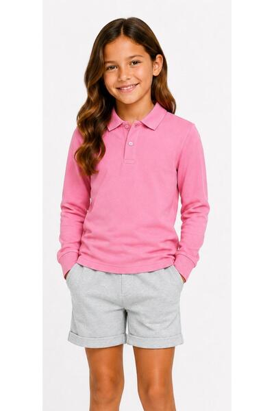Kuraff Giyim Unisex Cotton Plain Woven Polo Collar School T-Shirt