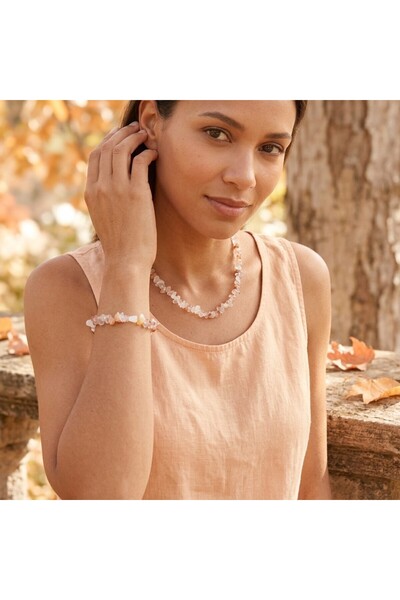 Hedea Agate Real Natural Stone Women's Necklace and Bracelet Set Transparent ...