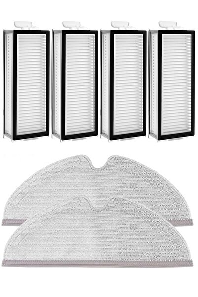 Rovexa Roborock Q8 & Q8 Max Compatible 4 Hepa Filters 2 Mop Fiber Mops