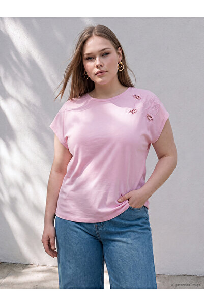 LC Waikiki Two Mt Shop Quality Large Size 100% Cotton Embroidered Women's T-S...