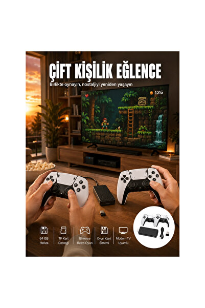 Epilons Hdmı Girişli Retro Oyun Çubuğu 2 Kişilik Kablosuz Yeni Nesil