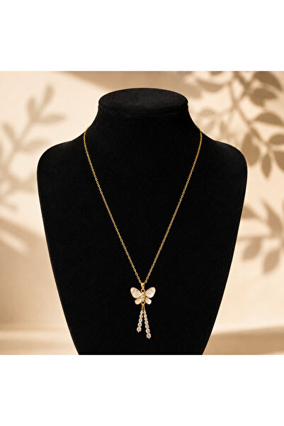 GlaMLo Accessories Επιχρυσωμένη αλυσίδα από ανοξείδωτο ατσάλι με πεταλούδα κα...