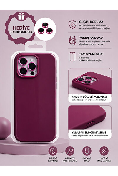 HYPERSOFT Iphone 15 (6.1 inç) Uyumlu İçi Kadife Dışı Leke Tutmaz Premıum Lans...