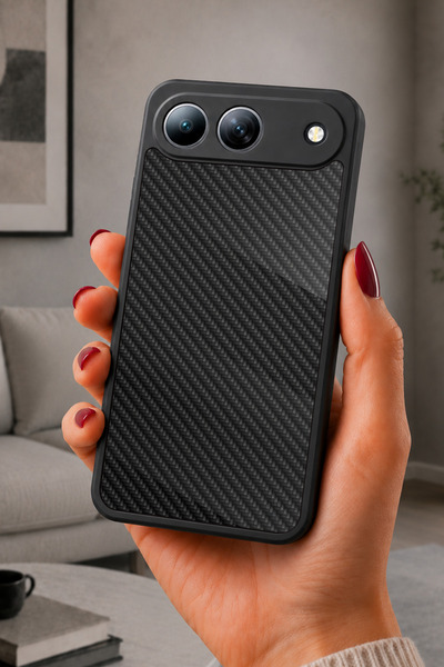 TECNO Spark 40 5G Uyumlu Karbon Fiber Dokusu Desenli Parlak Baskılı Kamera Ko...