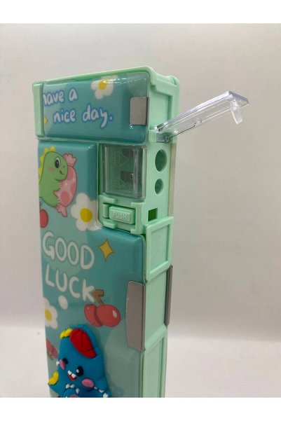 Limmy Cutie multifuncțională pentru creioane Dinozaur cu roată antistres și ascuțitoare de creioane - Verde Good Luck
