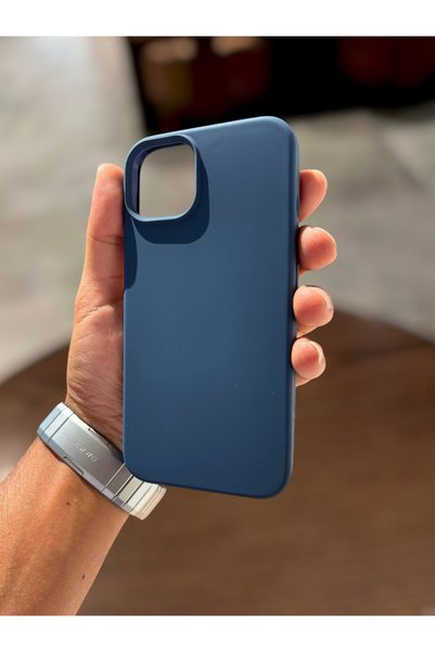 İtarz Navy Blue Phone Case Compatible with iPhone 15 Premium Matte Silicone Cover Dirt and Stain Resistant Wipeable Surface Camera Protected Stylish and Minimalist Design Daily Use Case