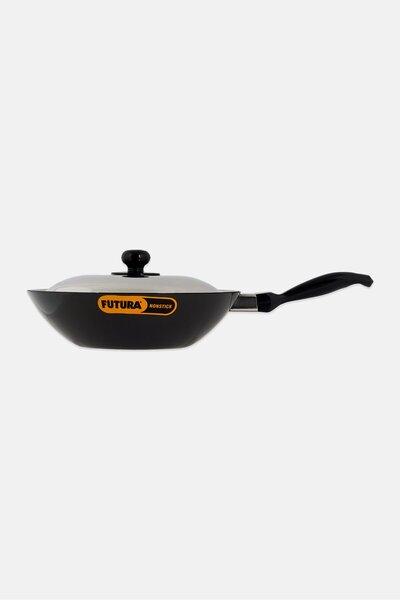 Hawkins Futura Non-Stick Deep Fry Pan With Stainless Steel Lid, Black