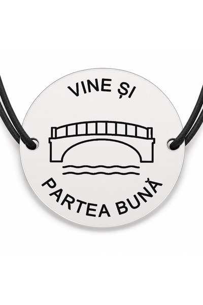 Simoshop Brățară argint 925 cu bănuț gravat pod cu mesajul „Vine și partea bu...