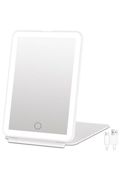 Generic Rechargeable Travel Makeup Mirror 72 LED Lighted Compact Slim Vanity ...