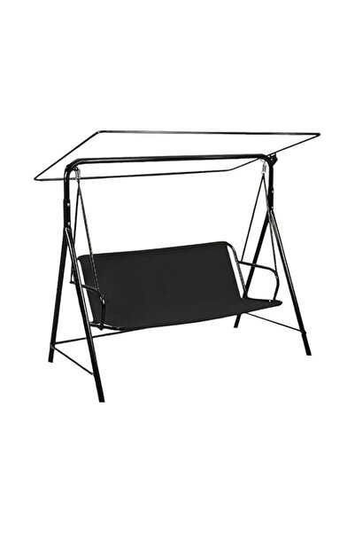 Generic Outdoor Patio Swing with Canopy,3-Seat Weatherproof Black Metal Frame...
