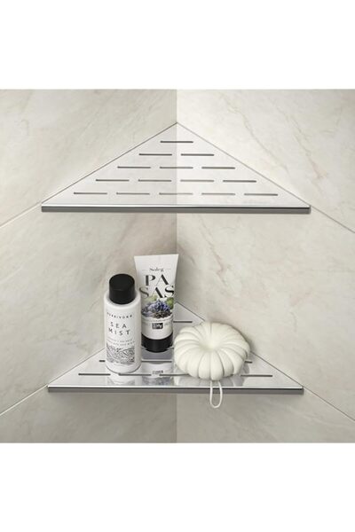 Generic Corner Shower Shelf 10" Polished 304 Stainless Steel Recessed Corner ...
