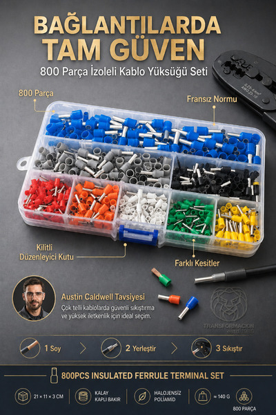 Transformacion 2400 Parça İzoleli Kablo Yüksüğü Seti Fransız Normu Terminal K...