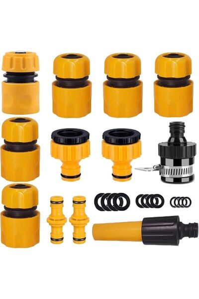 Generic Garden Hose Quick Connect Fittings, 13-Piece Set, ABS Plastic, 1/2" a...