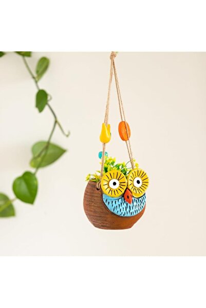 Generic ExclusiveLane 'Night Owl' Terracotta Hanging Planters for Living Room...