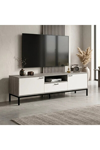 Al Hadaya Mall Gray Plasma Table Made of Wood and Iron with a Modern Design-G...